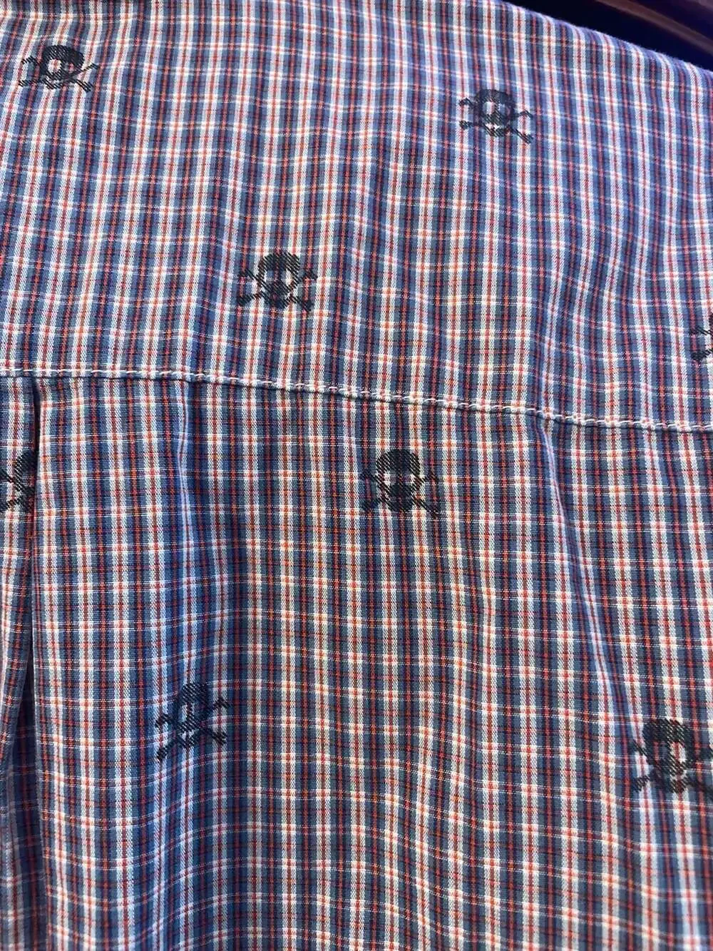 GapKids NWT Boys XXL 14-16 Skull Gingham Long Sleeve Button Down Shirt